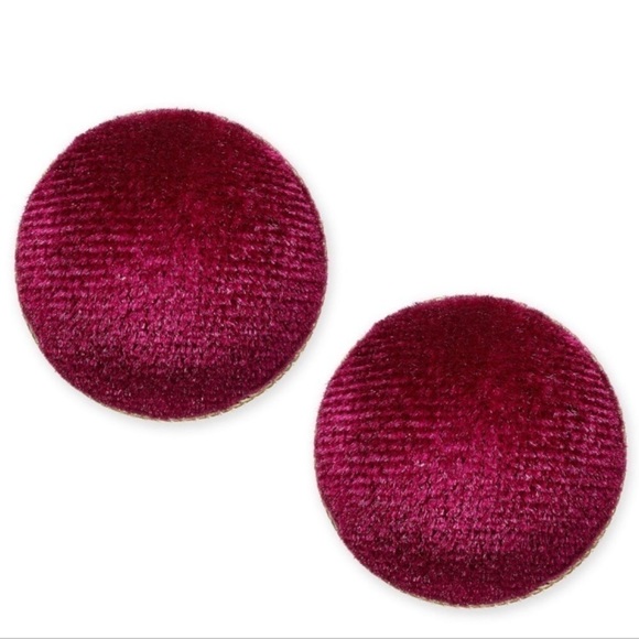 INC Gold-Tone Velvet Button Stud Earring Burgundy - Picture 2 of 16